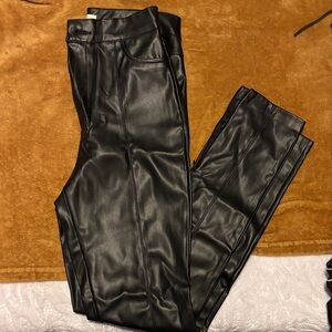 Vibrant Black Faux Leather Trousers